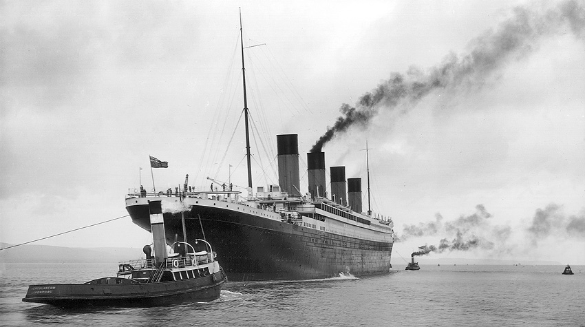 RMS Titanic verlaat Belfast op haar proefvaart - 2 april 1912