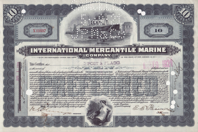 Aandeel International Mercantile Marine
